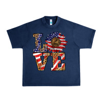 Navy patriotic sunflower love Urban Heavy Tee - BarkalooDesign