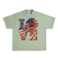 Oil Green patriotic sunflower love Urban Heavy Tee - BarkalooDesign