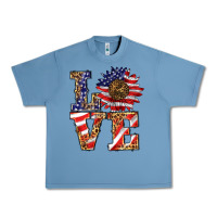 Pebble Blue patriotic sunflower love Urban Heavy Tee - BarkalooDesign