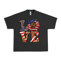 Pigment Black patriotic sunflower love Urban Heavy Tee - BarkalooDesign