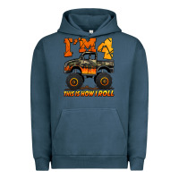 Pigment Midnight Navy i'm four this is how i roll monster truck birthday Urban Hoodie - Jasminsmagicworld
