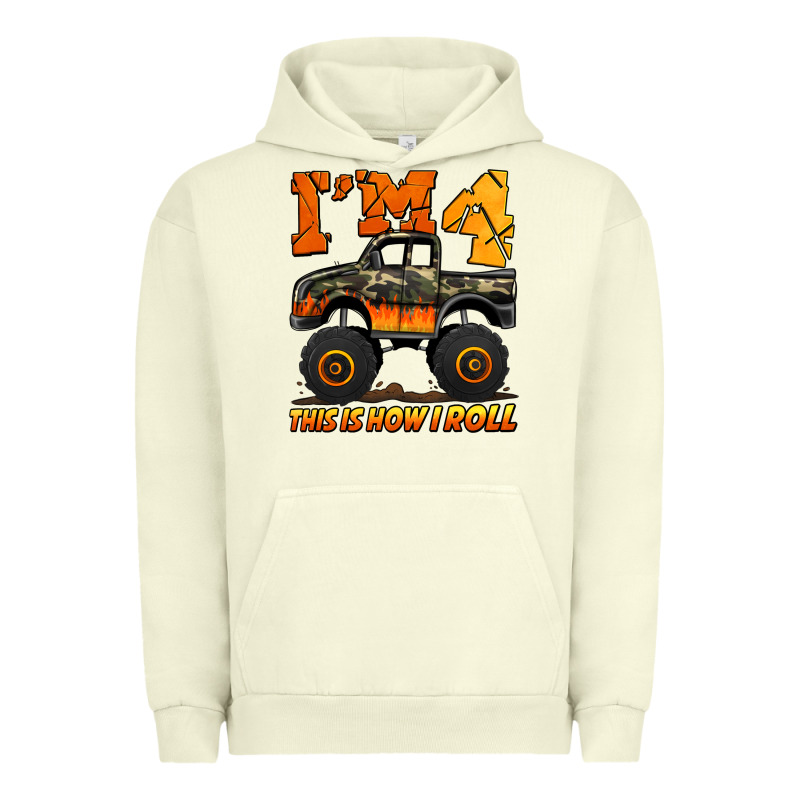 I'm Four This Is How I Roll Monster Truck Birthday Urban Hoodie by Jasminsmagicworld | Teevron