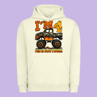 I'm Four This Is How I Roll Monster Truck Birthday Urban Hoodie Designed By Jasminsmagicworld