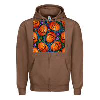 Chestnut halloween pumpkin and candy seamless pattern Zipper Hoodie - BundleAndBundleShop