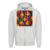Dove Grey halloween pumpkin and candy seamless pattern Zipper Hoodie - BundleAndBundleShop