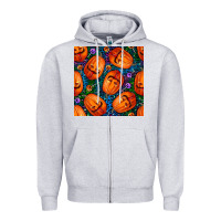 Heather Grey halloween pumpkin and candy seamless pattern Zipper Hoodie - BundleAndBundleShop