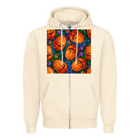 Sandshell halloween pumpkin and candy seamless pattern Zipper Hoodie - BundleAndBundleShop