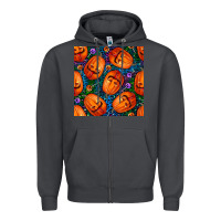 Smoke halloween pumpkin and candy seamless pattern Zipper Hoodie - BundleAndBundleShop