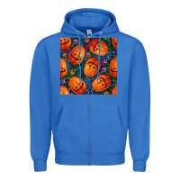 True Royal halloween pumpkin and candy seamless pattern Zipper Hoodie - BundleAndBundleShop