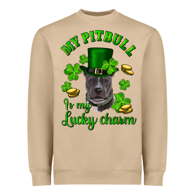St. Patrick's Day My Pitbull Is My Lucky Charm With Hat Heavyweight Sweatshirt by RanaPortraitStore | Teevron