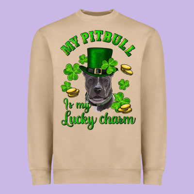 Heavyweight Sweatshirt St. Patrick's Day My Pitbull Is My Lucky Charm With Hat