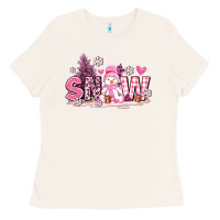Bone pink snowman and snow Ladies Tee - AdoDesignShop