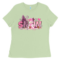 Matcha pink snowman and snow Ladies Tee - AdoDesignShop