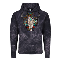Cloud Black western aztec bull skull with gemstone Vintage Hoodie - texasbilliewilder