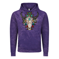 Cloud Purple western aztec bull skull with gemstone Vintage Hoodie - texasbilliewilder