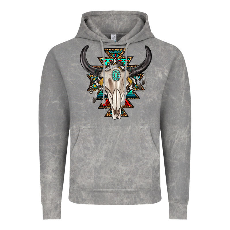 Western Aztec Bull Skull With Gemstone Vintage Hoodie by texasbilliewilder | Teevron