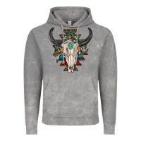 Cloud Rock western aztec bull skull with gemstone Vintage Hoodie - texasbilliewilder