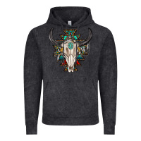 Vintage Black western aztec bull skull with gemstone Vintage Hoodie - texasbilliewilder