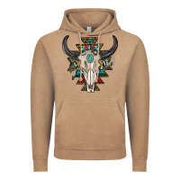 Vintage Coffee western aztec bull skull with gemstone Vintage Hoodie - texasbilliewilder