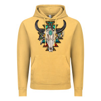 Vintage Mustard western aztec bull skull with gemstone Vintage Hoodie - texasbilliewilder