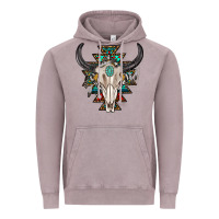 Vintage Zinc western aztec bull skull with gemstone Vintage Hoodie - texasbilliewilder