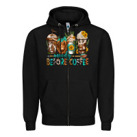 Black moody before coffee longhaired cow coffee Zipper Hoodie - Jasminsmagicworld