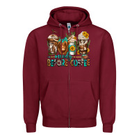 Burgundy moody before coffee longhaired cow coffee Zipper Hoodie - Jasminsmagicworld