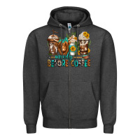 Charcoal Heather moody before coffee longhaired cow coffee Zipper Hoodie - Jasminsmagicworld