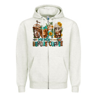 Oatmeal Heather moody before coffee longhaired cow coffee Zipper Hoodie - Jasminsmagicworld