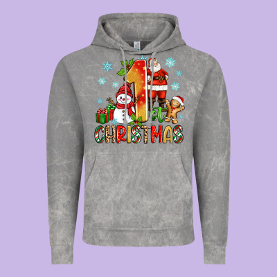 Vintage Hoodie 1st christmas santa and snowman