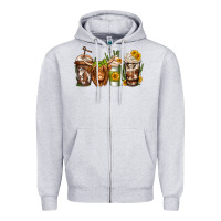 Heather Grey longhaired cow coffee Zipper Hoodie - Jasminsmagicworld