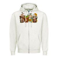 Oatmeal Heather longhaired cow coffee Zipper Hoodie - Jasminsmagicworld