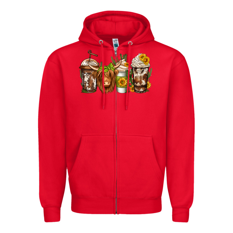 Longhaired Cow Coffee Zipper Hoodie by Jasminsmagicworld | Teevron