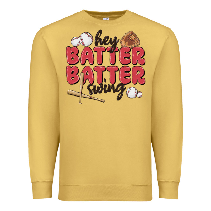 Hey Batter Batter Swing Premium Sweatshirt by MaliasSmallBusiness | Teevron