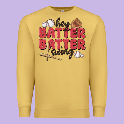 Hey Batter Batter Swing Premium Sweatshirt Designed By Maliassmallbusiness