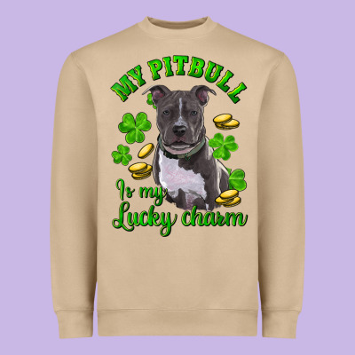 Heavyweight Sweatshirt St. Patrick's Day My Pitbull Is My Lucky Charm