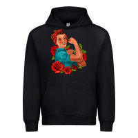 Black hispanic strong woman with roses Urban Hoodie - Jasminsmagicworld
