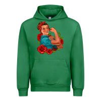 Emerald hispanic strong woman with roses Urban Hoodie - Jasminsmagicworld