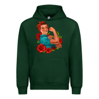 Forest Green hispanic strong woman with roses Urban Hoodie - Jasminsmagicworld
