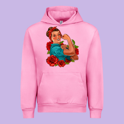 Hispanic Strong Woman With Roses Urban Hoodie Designed By Jasminsmagicworld