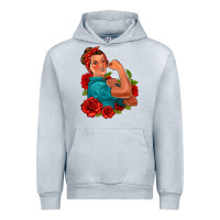Heather Grey hispanic strong woman with roses Urban Hoodie - Jasminsmagicworld