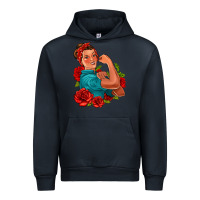 Navy hispanic strong woman with roses Urban Hoodie - Jasminsmagicworld