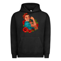 Pigment Black hispanic strong woman with roses Urban Hoodie - Jasminsmagicworld