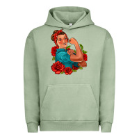 Pigment Oil Green hispanic strong woman with roses Urban Hoodie - Jasminsmagicworld