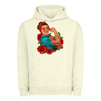 Pigment Pistachio hispanic strong woman with roses Urban Hoodie - Jasminsmagicworld