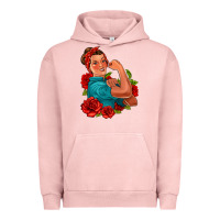 Pigment Salmon hispanic strong woman with roses Urban Hoodie - Jasminsmagicworld