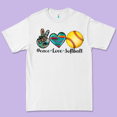 Peace Love Softball Premium Tee Designed By Artiststas