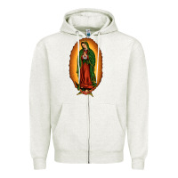 Oatmeal Heather our lady of Guadalupe Zipper Hoodie - JahusDesignShop
