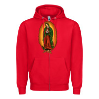 Red our lady of Guadalupe Zipper Hoodie - JahusDesignShop