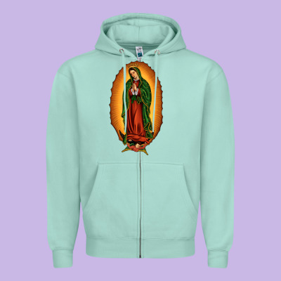 Our Lady Of Guadalupe Zipper Hoodie Designed By Jahusdesignshop